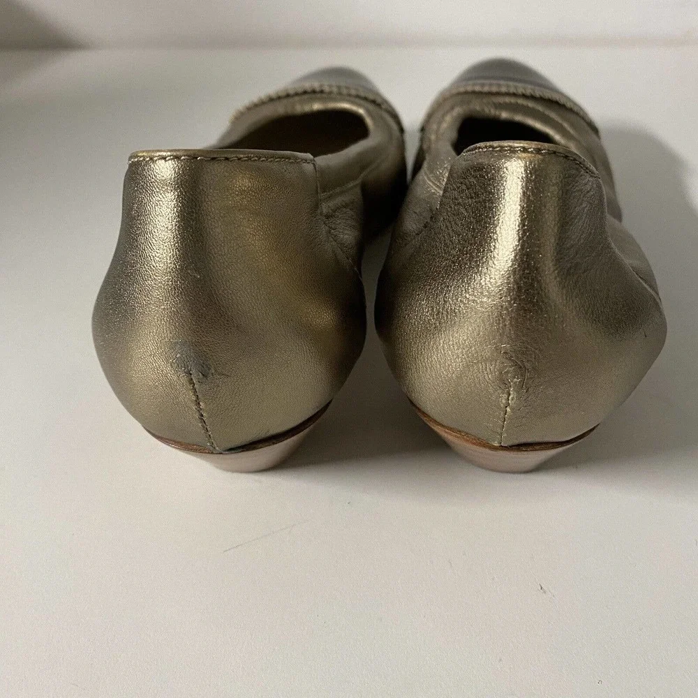 AGL Attilio Giusti Leombruni Pump Ballet Leather Gold Metallic Low Heel …